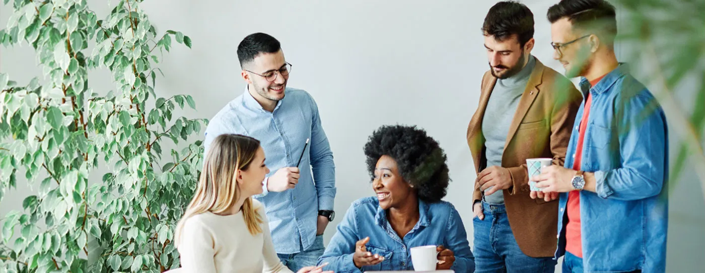 Employee happiness in the workplace showing positive work culture, motivation, and productivity leading to business success.