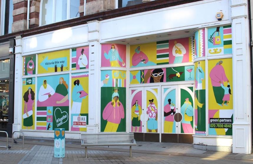 Shop window dressing created by Kat Sheath- artist from Leeds